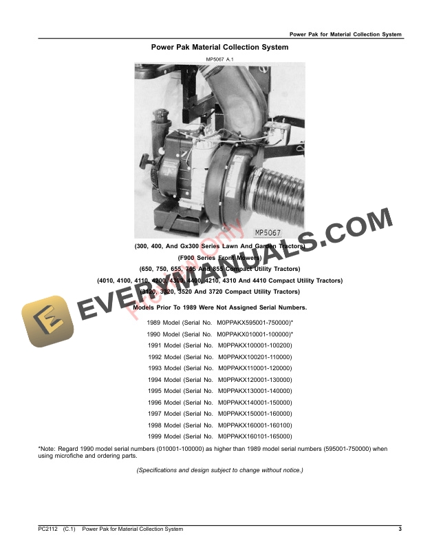 John Deere Power Pak For Material Collection System Parts Catalog PC2112 25OCT21-3