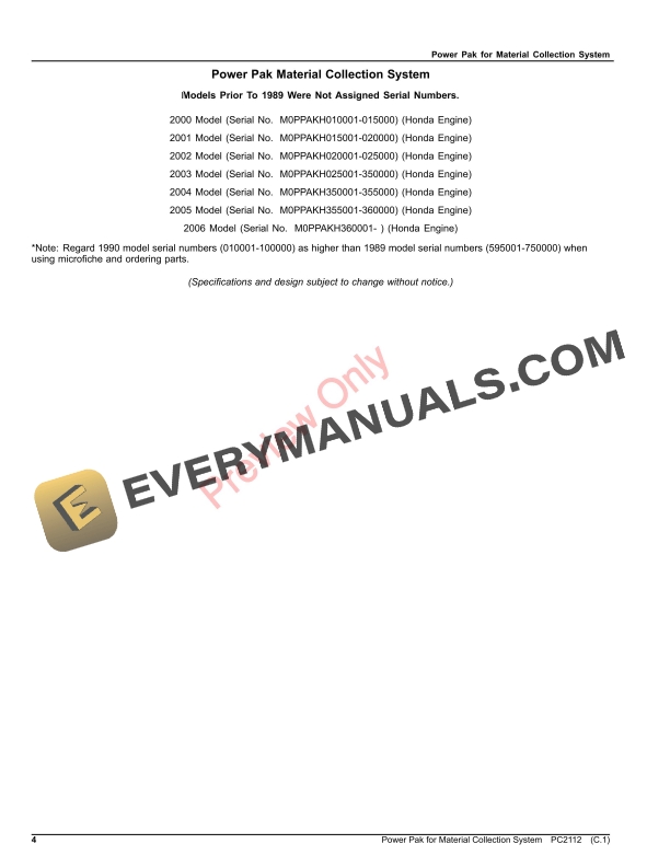 John Deere Power Pak For Material Collection System Parts Catalog PC2112 25OCT21-4