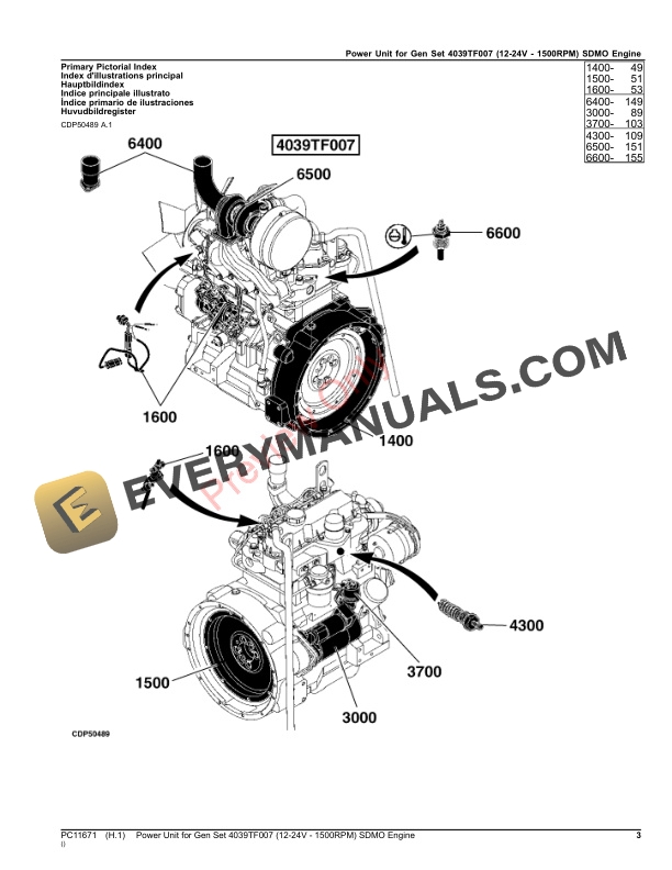 John Deere Power Unit for Gen Set 4039TF007 (12 Parts Catalog PC11671 09JUN21 4 John Deere Power Unit for Gen Set 4039TF007 12 Parts Catalog PC11671 09JUN21 3