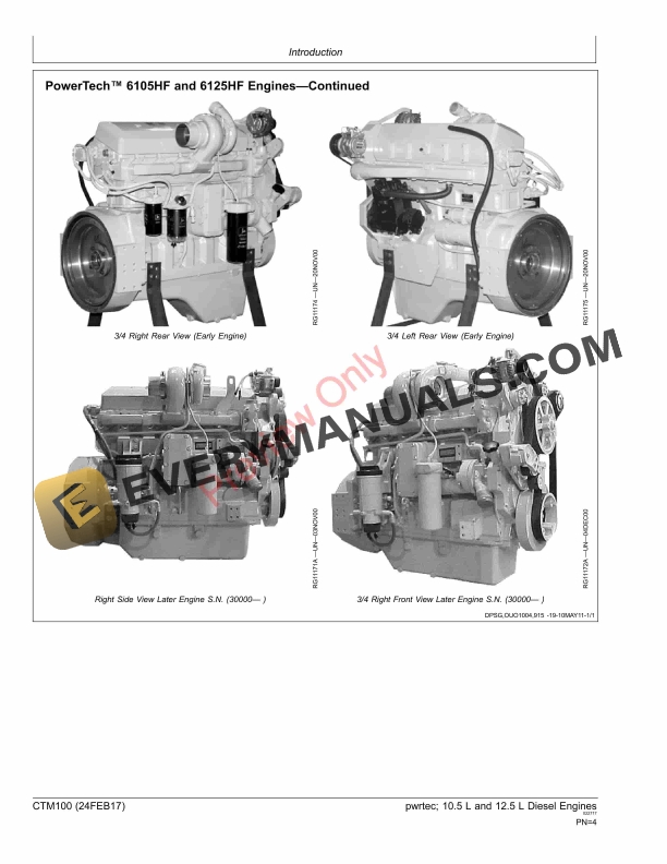 John Deere PowerTech 10.5 L and 12.5 L Diesel Base Engine Component Technical Manual CTM100 24FEB17 4