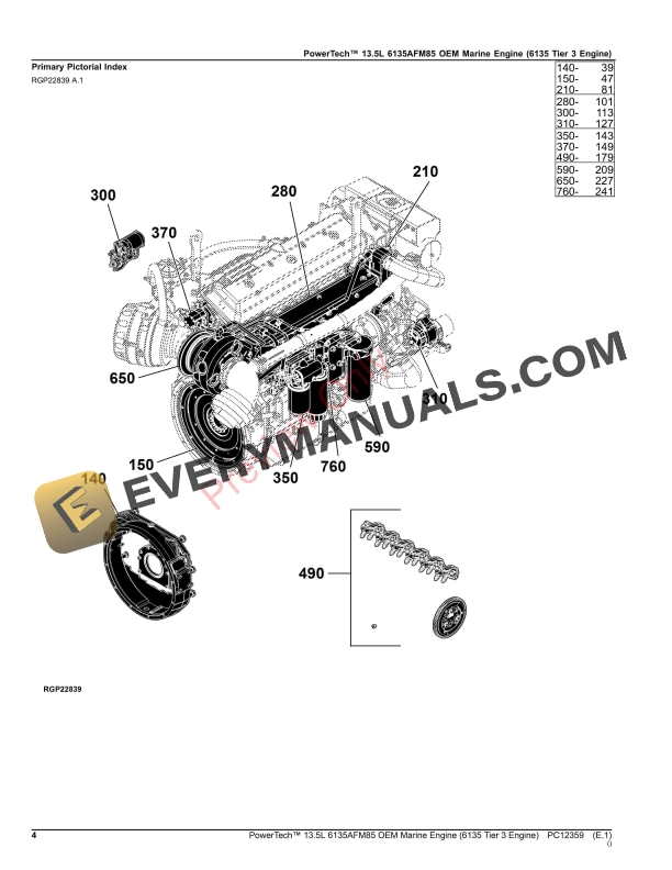 John Deere PowerTech 13.5L 6135AFM85 OEM Marine Engine (6135 Tier 3 Engine) Parts Catalog PC12359 03OCT23-4