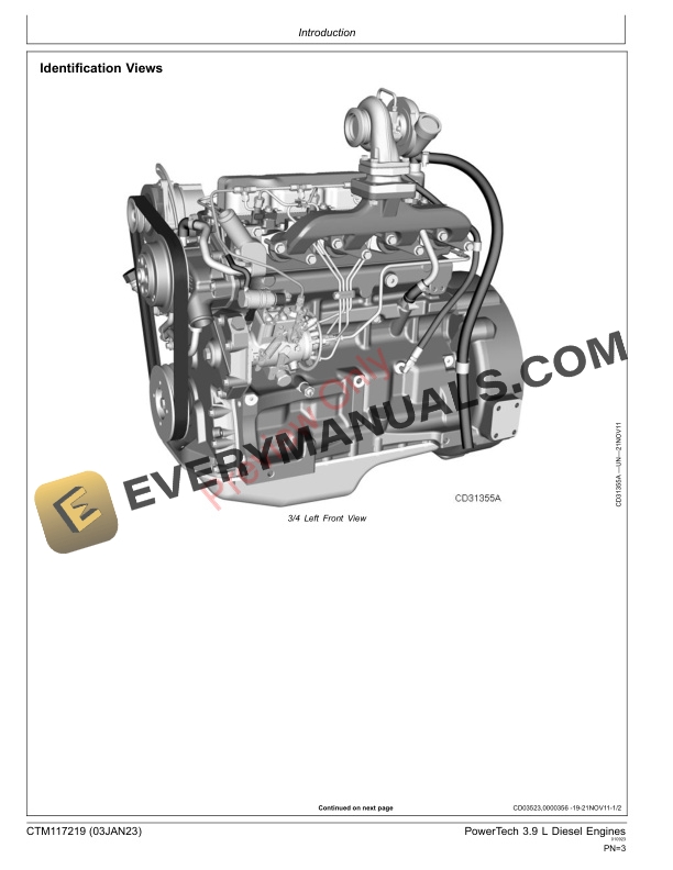 John Deere PowerTech 3.9 L Diesel Engines Component Technical Manual CTM117219 03JAN23 3