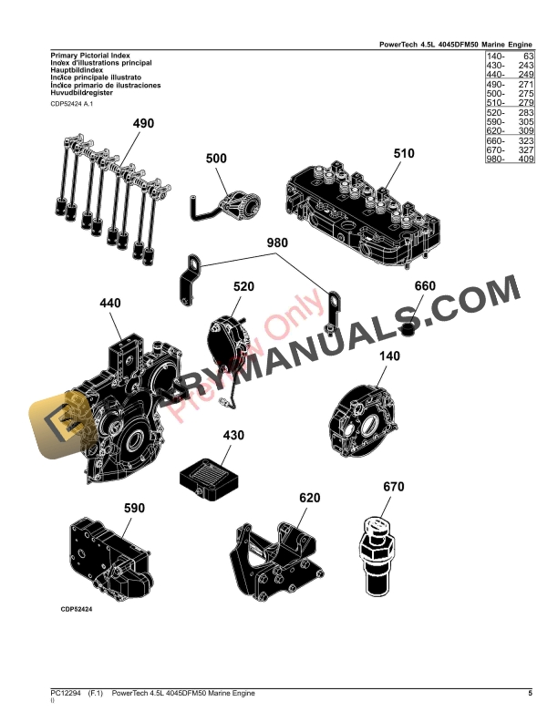 John Deere PowerTech 4.5L 4045DFM50 Marine Engine Parts Catalog PC12294 31AUG23 6 John Deere PowerTech 4.5L 4045DFM50 Marine Engine Parts Catalog PC12294 31AUG23-5