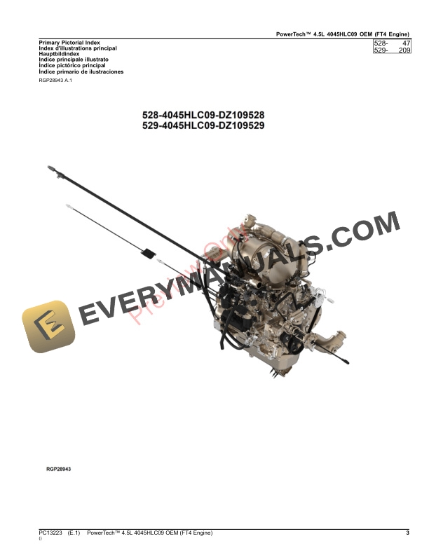 John Deere PowerTech 4.5L 4045HLC09 OEM (FT4 Engine) Parts Catalog PC13223 03OCT23-3