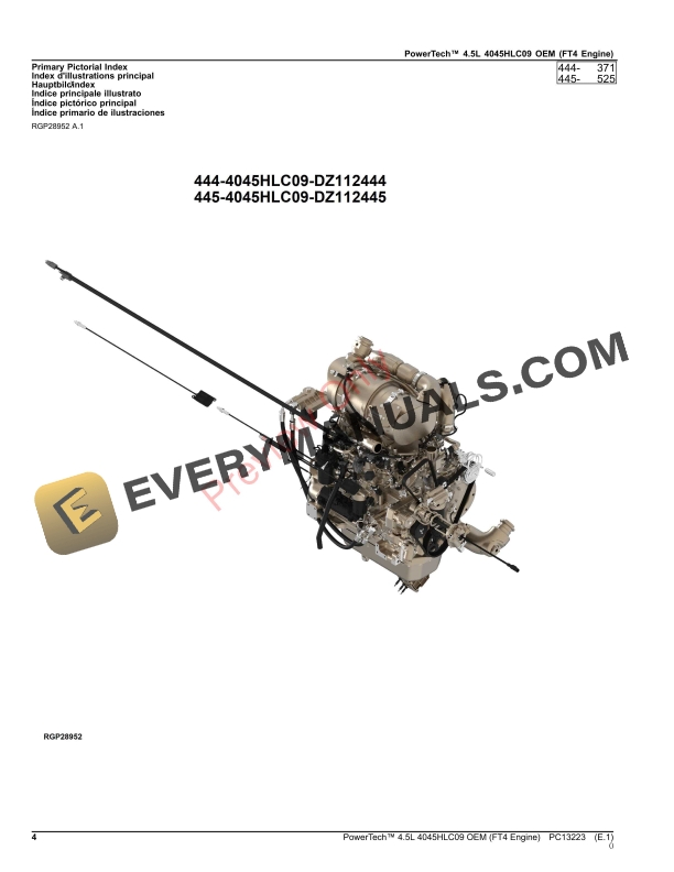 John Deere PowerTech 4.5L 4045HLC09 OEM (FT4 Engine) Parts Catalog PC13223 03OCT23-4