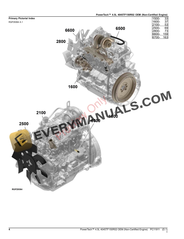 John Deere PowerTech 4.5L 4045TF150R02 OEM (Non-Certified Engine) Parts Catalog PC11911 17OCT23 5 John Deere PowerTech 4.5L 4045TF150R02 OEM Non Certified Engine Parts Catalog PC11911 17OCT23 4