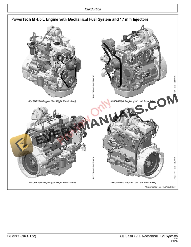 John Deere PowerTech 4.5L and 6.8L Diesel EnginesMechanical Fuel Systems Component Technical Manual CTM207 20OCT22 5