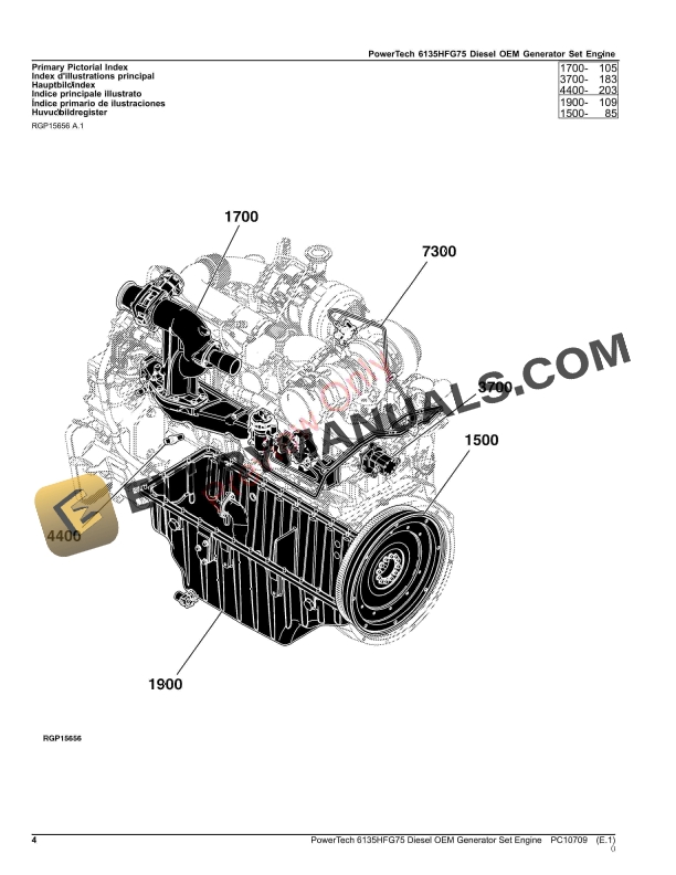 John Deere PowerTech 6135HFG75 Diesel OEM Generator Set Engine Parts Catalog PC10709 28OCT23 5 John Deere PowerTech 6135HFG75 Diesel OEM Generator Set Engine Parts Catalog PC10709 28OCT23 4