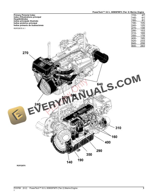 John Deere PowerTech 9.0 L 6090SFM75 (Tier 2) Marine Engine Parts Catalog PC9768 08SEP23-3