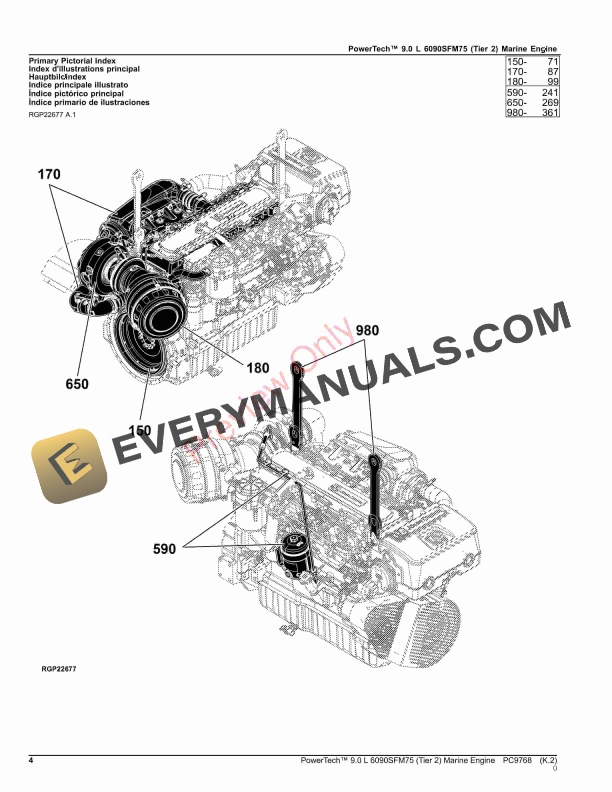 John Deere PowerTech 9.0 L 6090SFM75 (Tier 2) Marine Engine Parts Catalog PC9768 08SEP23-4