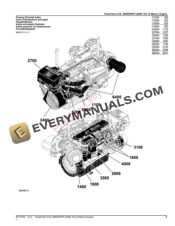 John Deere PowerTech 9.0L 6090AFM75 6090 Tier 2 Marine Engine Parts Catalog PC10763 08SEP23 3