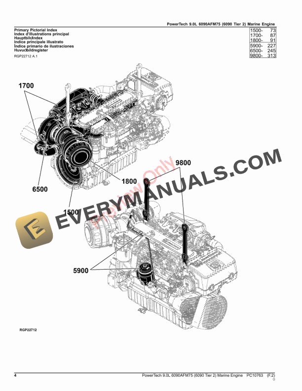 John Deere PowerTech 9.0L 6090AFM75 6090 Tier 2 Marine Engine Parts Catalog PC10763 08SEP23 4