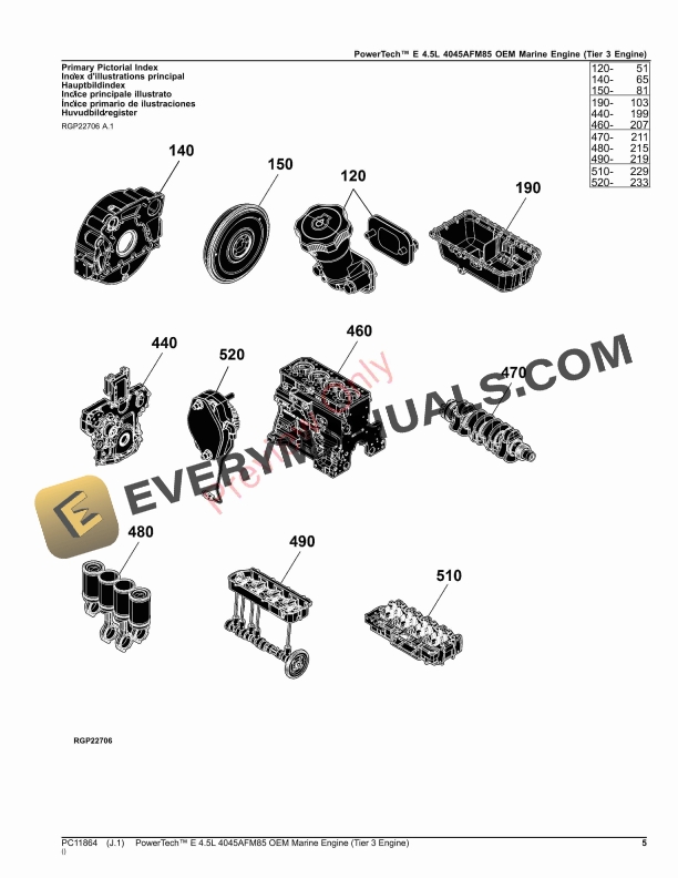 John Deere PowerTech E 4.5L 4045AFM85 OEM Marine Engine (Tier 3 Engine) Parts Catalog PC11864 06OCT23 6 John Deere PowerTech E 4.5L 4045AFM85 OEM Marine Engine Tier 3 Engine Parts Catalog PC11864 06OCT23 5