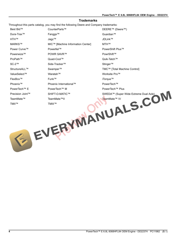 John Deere PowerTech E 6.8L 6068HFL84 OEM Engine - DD22374 Parts Catalog PC11982 05SEP23 5 John Deere PowerTech E 6.8L 6068HFL84 OEM Engine DD22374 Parts Catalog PC11982 05SEP23 4