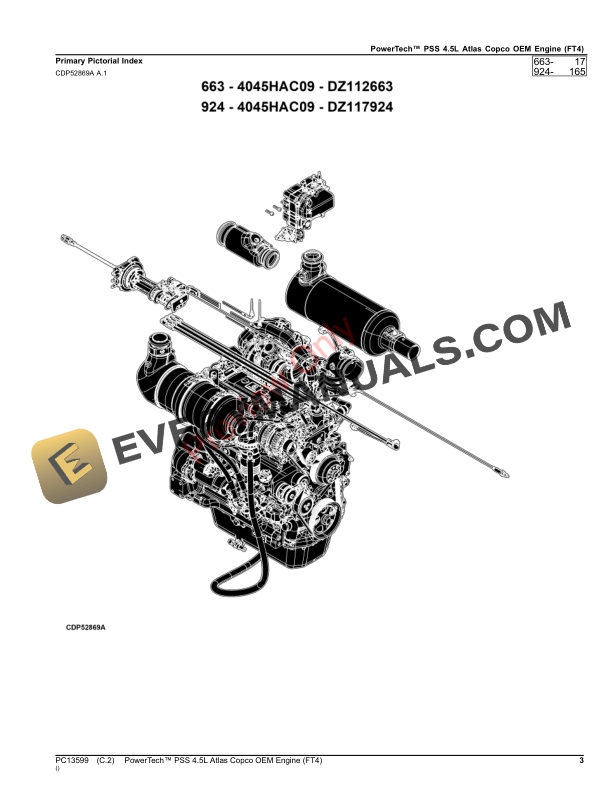 John Deere PowerTech PSS 4.5L Atlas Copco OEM Engine (FT4) Parts Catalog PC13599 20JUN23-3