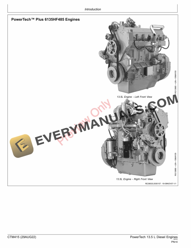 John Deere PowerTech PowerTech Plus and PowerTech E 13.5L OEM Diesel Engines Base Engine Component Technical Manual CTM415 29AUG22 4
