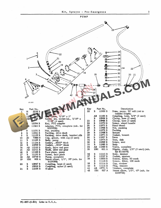 John Deere Pre-Emergence Sprayer Kit Parts Catalog PC857 01MAY63-5
