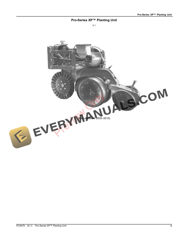 John Deere Pro-Series XP Planting Unit Parts Catalog PC9479 26AUG23-3