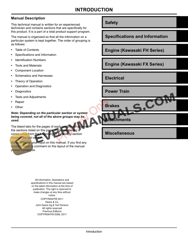 John Deere Quik Trak Mowers 647A 657A 667A 010001 Technical Manual TM2310 01DEC11 3