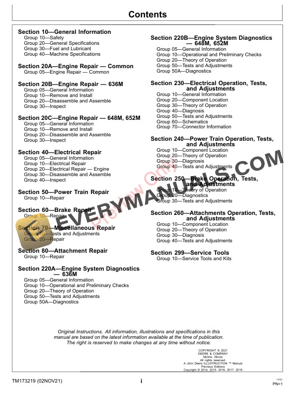 John Deere QuikTrak 636M 648M and 652M 100001 Technical Manual TM173219 02NOV21 3