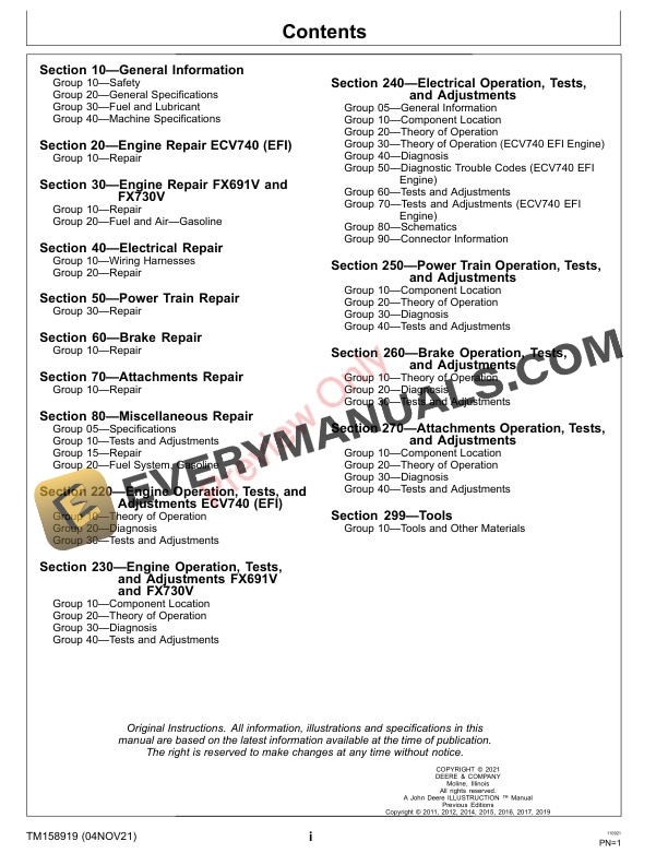 John Deere QuikTrak 648R 652E 652R MOD 652R EFI 652R EFI MOD 661R and 661R EFI 100001 Technical Manual TM158919 04NOV21 3