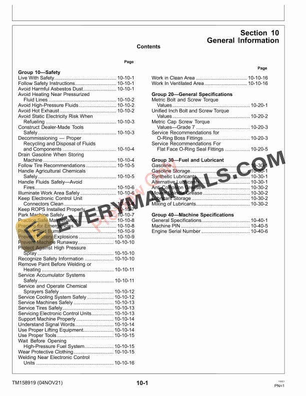 John Deere QuikTrak 648R 652E 652R MOD 652R EFI 652R EFI MOD 661R and 661R EFI 100001 Technical Manual TM158919 04NOV21 5