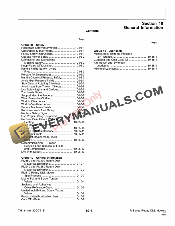 John Deere R160 R200 R240 R280 and R310 Rotary Disk Mower Technical Manual TM134119 22OCT18 5