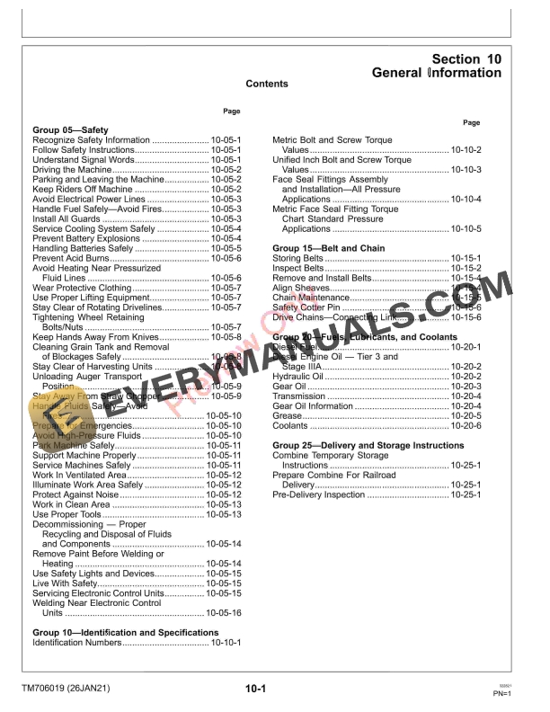 John Deere R230 Combine Repair Technical Manual TM706019 26JAN21 5