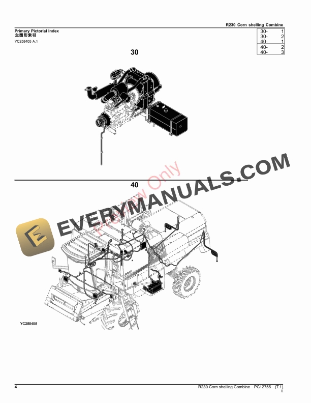 John Deere R230 Corn Shelling Combine Parts Catalog PC12755 30SEP23-4