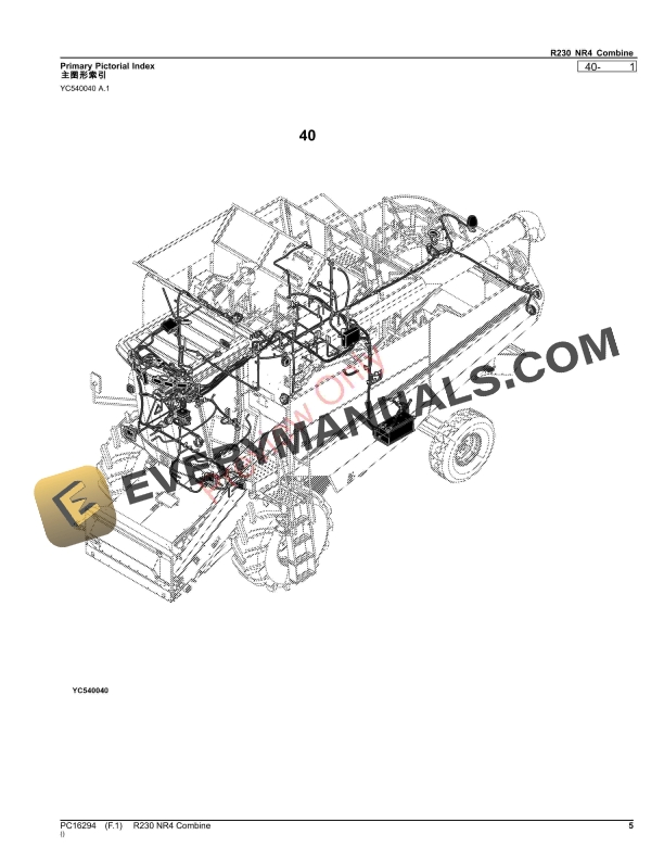 John Deere R230 NR4 Combine Parts Catalog PC16294 22OCT23-5