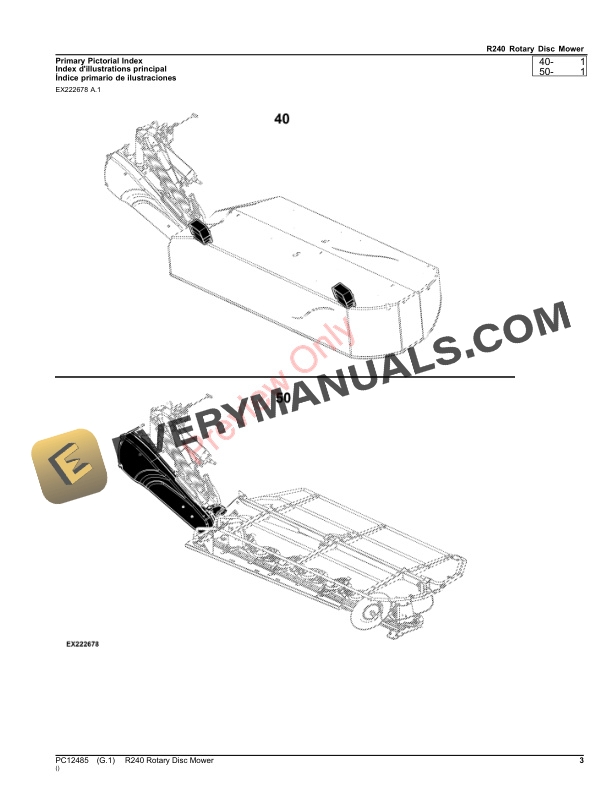 John Deere R240 Rotary Disc Mower Parts Catalog PC12485 20SEP21-3