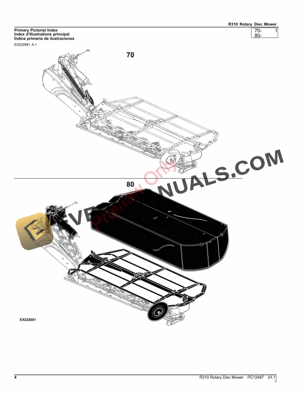 John Deere R310 Rotary Disc Mower Parts Catalog PC12487 13APR20-4