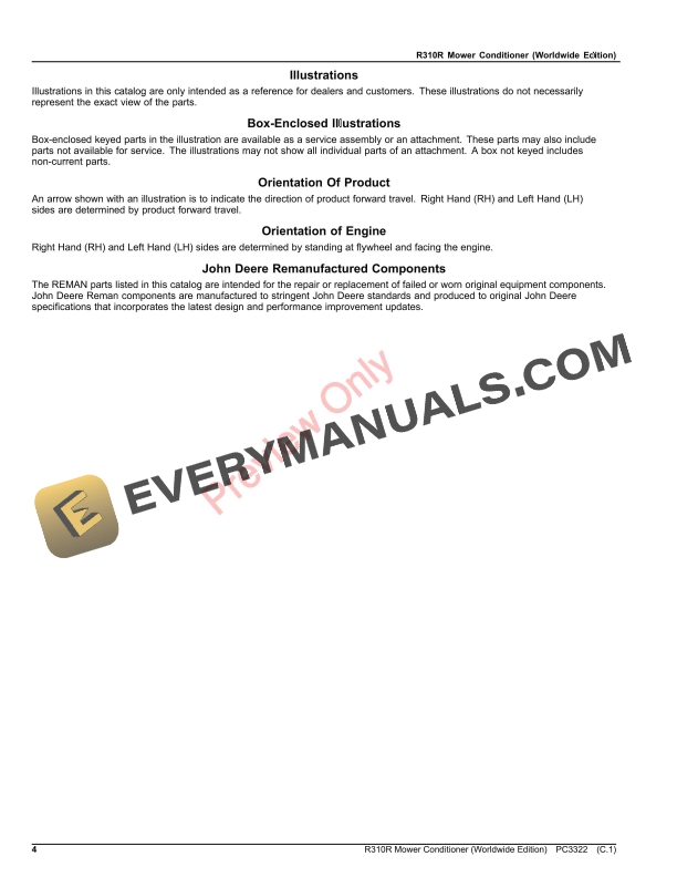 John Deere R310R Mower Conditioner Parts Catalog PC3322 16JAN23-4