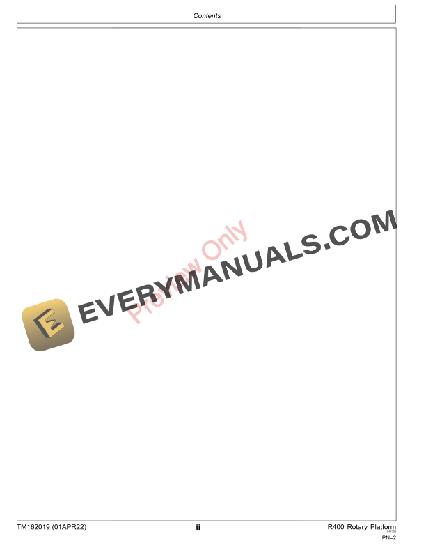 John Deere R400 Rotary Platform Technical Manual TM162019 01APR22 4