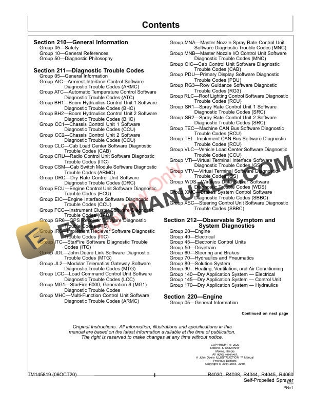 John Deere R4030, R4038, R4044 (180001-209999), R4045, R4060 (180001 Diagnostic Technical Manual TM145819 06OCT20 5 John Deere R4030 R4038 R4044 180001 209999 R4045 R4060 180001 Diagnostic Technical Manual TM145819 06OCT20 3