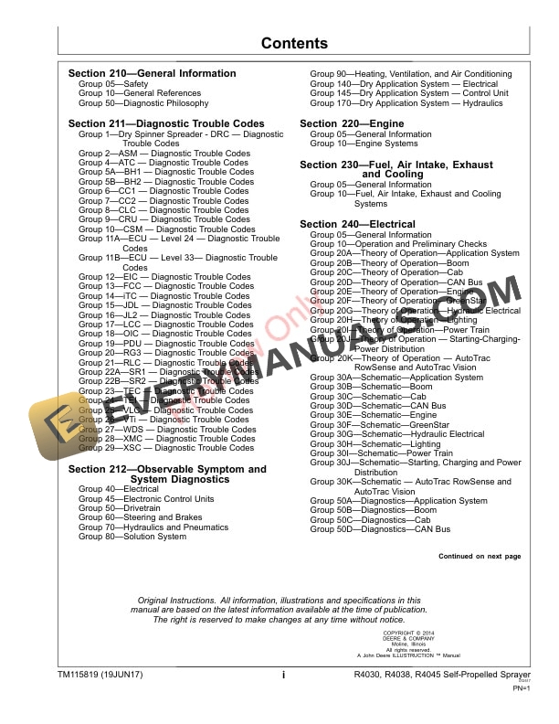 John Deere R4030 R4038 and R4045 Self Propelled Sprayers Diagnostic Technical Manual TM115819 19JUN17 3