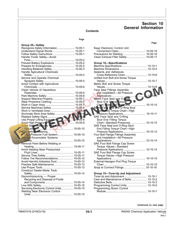 John Deere R4040i Chemical Application Vehicle and Demountable Crop Sprayers Repair Technical Manual TM407419 01NOV18 5