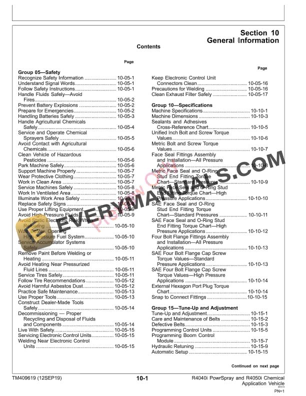 John Deere R4040i PowrSpray and R4050i Chemical Application Vehicle and Demountable Crop Sprayer Repair Technical Manual TM409619 12SEP19 5