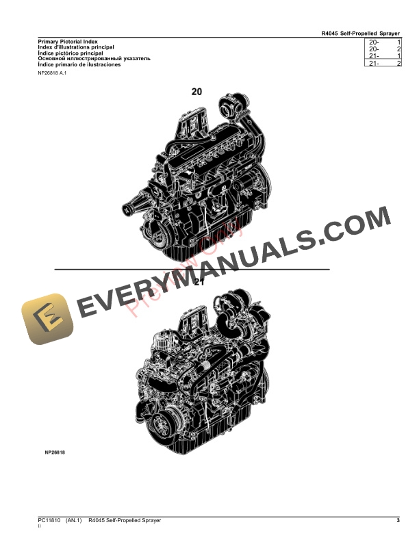 John Deere R4045 Self Propelled Sprayer Parts Catalog PC11810 12NOV23 3