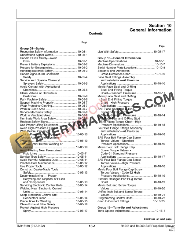 John Deere R4045 and R4060 Self Propelled Sprayer Repair Technical Manual TM116119 01JUN22 5