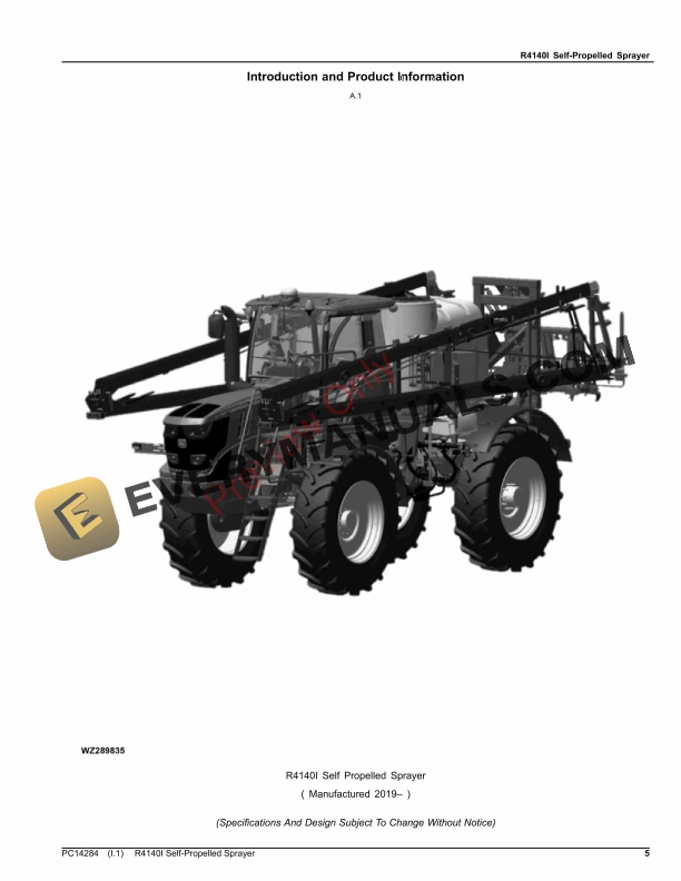 John Deere R4140I Self-Propelled Sprayer Parts Catalog PC14284 05NOV23-5