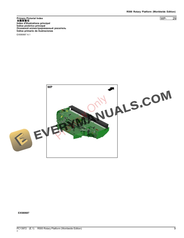 John Deere R500 Rotary Platform Parts Catalog PC13972 21SEP23-3