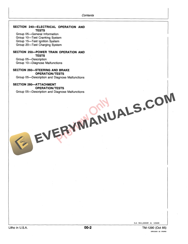 John Deere R70 R72 R92 S80 S82 and S92 Riding Mowers Technical Manual TM1290 01OCT85 4