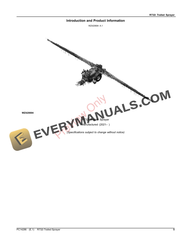 John Deere R732i Trailed Sprayer Parts Catalog PC14286 05NOV23-5