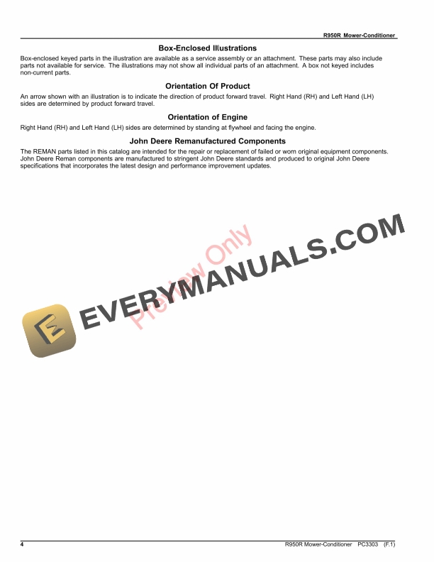 John Deere R950R Mower Conditioner Parts Catalog PC3303 10MAY23-4