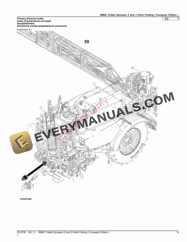 John Deere R962I Trailed Sprayers 2 and 3 Parts Folding ( ) Parts Catalog PC4739 13OCT22-5