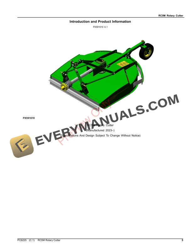 John Deere RC5M Rotary Cutter Parts Catalog PC6225 12OCT23-5