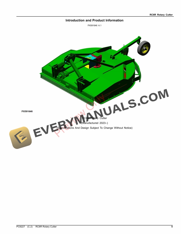 John Deere RC6R Rotary Cutter Parts Catalog PC6227 12NOV23-5