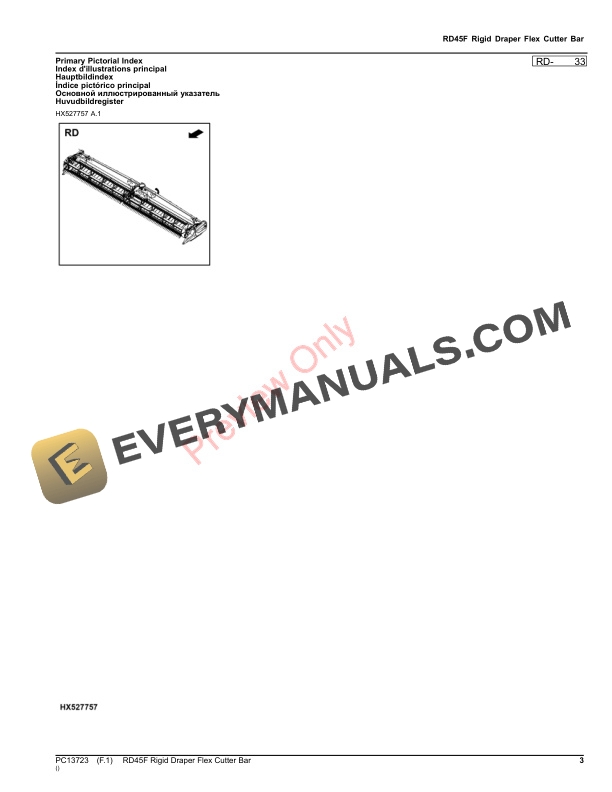 John Deere RD45F Rigid Draper Flex Cutter Bar Parts Catalog PC13723 28OCT23-3