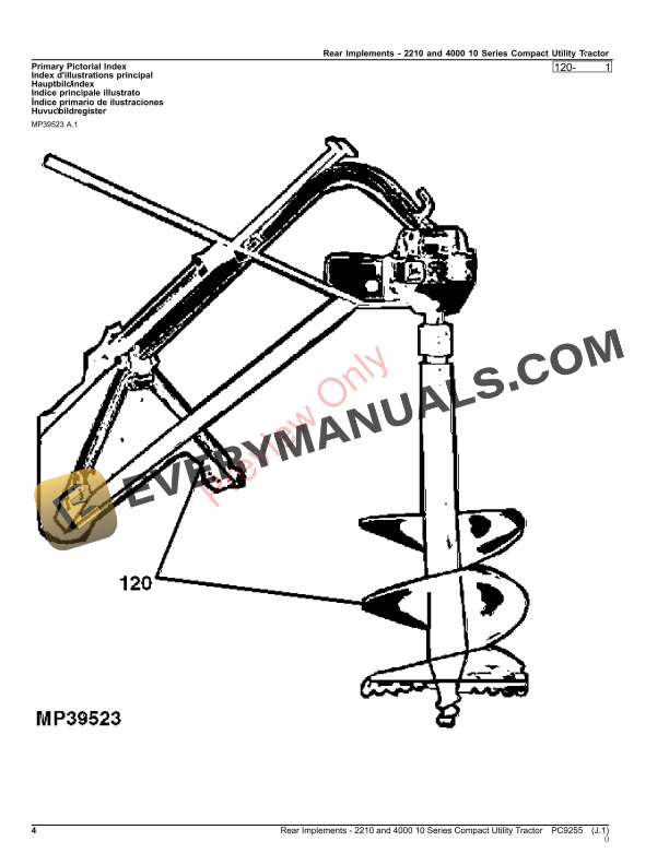 John Deere REAR IMPLEMENTS-22104000 TEN SERIES COMPACT UTILITY TRACTORS Parts Catalog PC9255 19NOV23-4